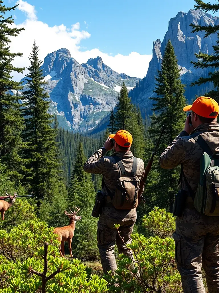 A group of hunters participating in a controlled hunt, demonstrating responsible hunting practices and wildlife management.